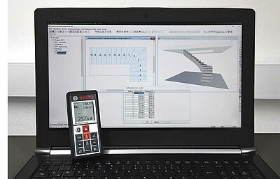 The company Compass Software has integrated the Bosch Laser Measurement Tool GLM 100C into their staircase construction software. 