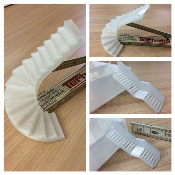 Compass Software customer Schreinerei Terhalle GmbH & Co KG created several staircases via 3D print on a scale of 1:25 and 1:100 for two of their current orders.