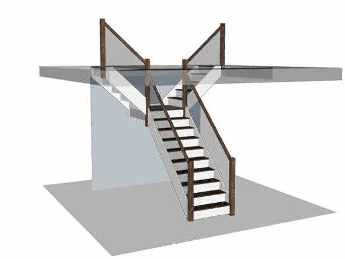 Mit Compass Software können nun T-Treppen dargestellt werden. 
