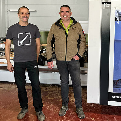 Compass Software installed a replacement Homag CNC machine at customer HTM Tischlerei after a workshop fire. 