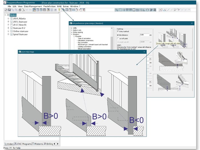 An example of the Compass Software stair building interface