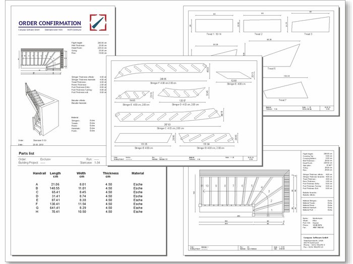 Example forms created with the Compass Software stair building software