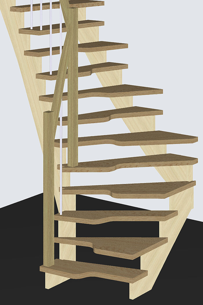 Compass Software makes it fast and simple to combine space saver stairs with all types of stairs and all types of winding. 