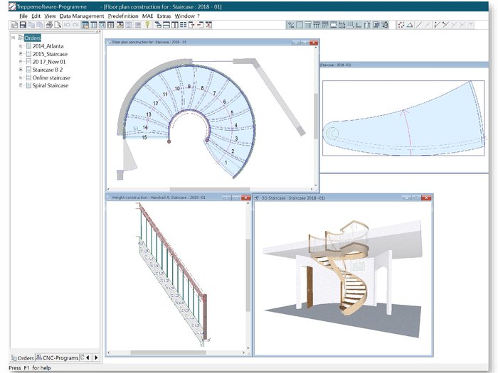 The Compass Software stair building interface offers many possibilities