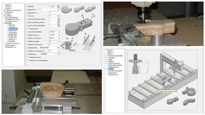The processing of handrail parts (cappings, volutes, goosenecks, easings) is now fully integrated into the current Compass Software CNC processor. 