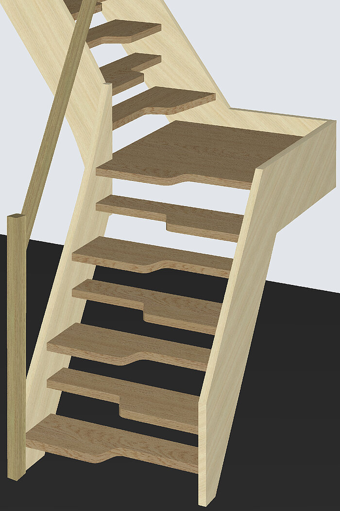 Compass Software makes it fast and simple to combine space saver stairs with all types of stairs and all types of winding. 
