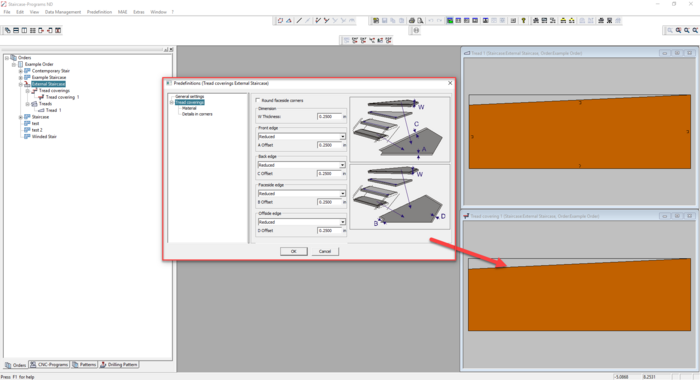 With Compass Software, it is possible to create tread coverings for external staircases. 