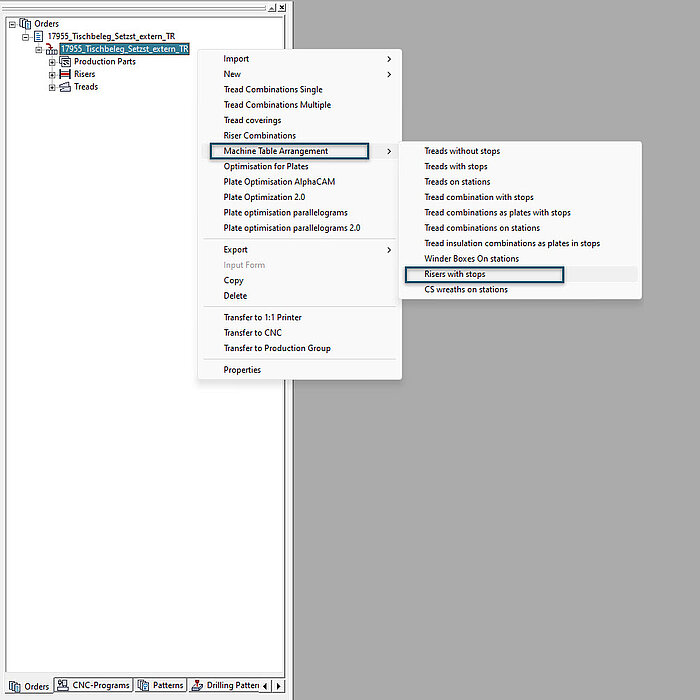 Table arrangement external stairs with Compass Software