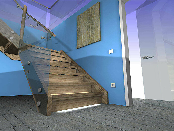 Perspektive 3D-Treppe im Raum erstellt mit Compass Software