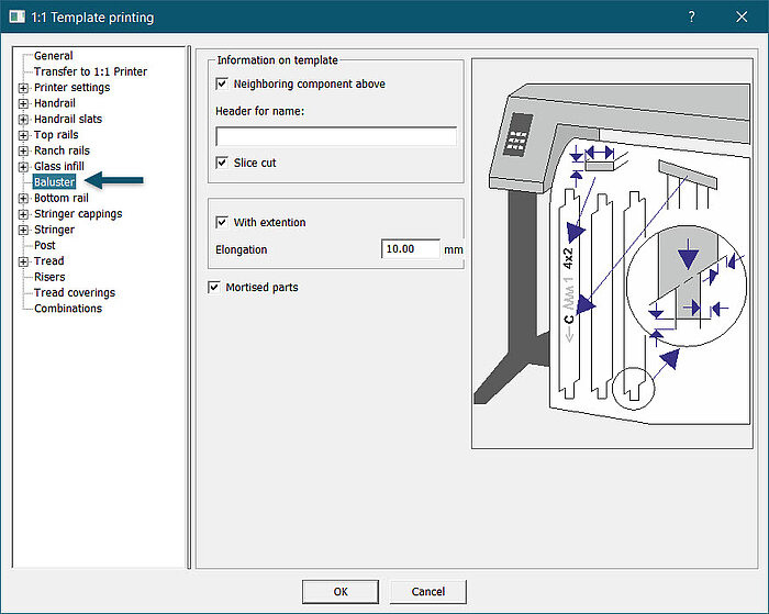 It is now possible to export balusters as a 1:1 template. 