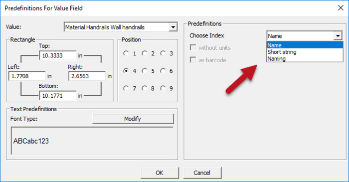 The value fields in the material forms have been extended to include additional options. 