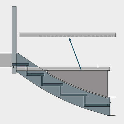 Glasfüllung in Deckenleiste