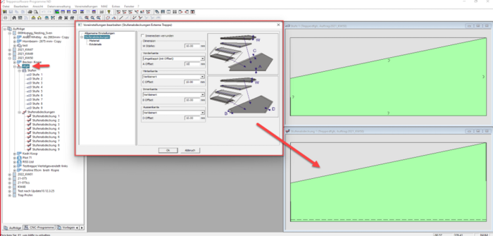 In Compass Software können für externe Stufen Abdeckungen erstellt werden. 