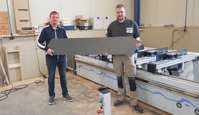 Ein Compass Software Techniker besuchte Dinkelhausbetriebe im Januar um die Mitarbeiter zu schulen und die 5-Achs HOMAG Venture L anzuschließen.