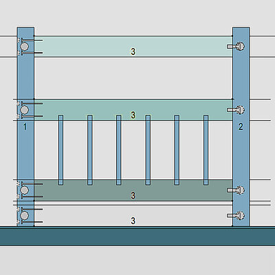 Zwischenpfosten in Brüstungsgeländern können nun mit einem eigenen Bohrmuster belegt werden. 