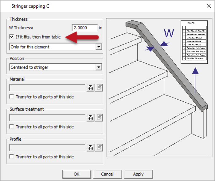 Next to the stringers themselves, the stringer capping can now also be adjusted automatically through a table.