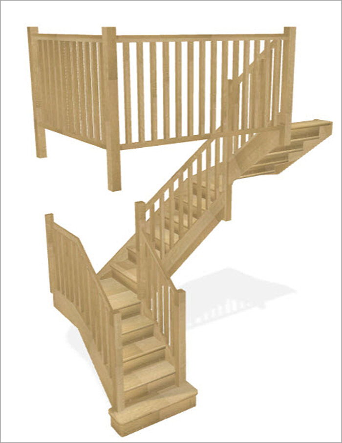 Stairs can be exported in OBJ format and then imported into external 3D software.