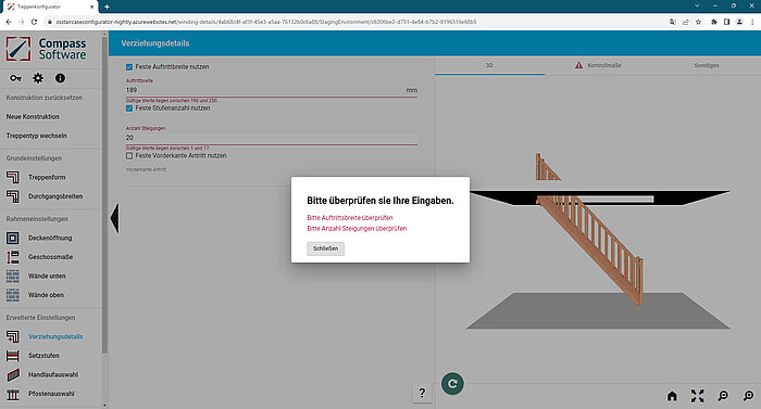 Compass Software Online Treppenkonfigurator
