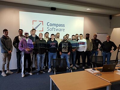 Sales representative Hermann Hasebrink introduced students of a wood technology class to the Compass Software program. 