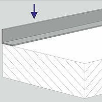 The new bracket for wells is used to mark-off the exit tread from the ceiling covering but is also used as a support for the balcony railing at the same time.