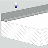 ​Der neue Deckenabschlusswinkel wird benutzt, um den Austritt der Treppe vom Deckenbelag abzugrenzen und gleichzeitig dient er als Träger für das Brüstungsgeländer. 