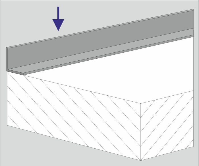 [Translate to Amerikanisch:] ​Der neue Deckenabschlusswinkel wird benutzt, um den Austritt der Treppe vom Deckenbelag abzugrenzen und gleichzeitig dient er als Träger für das Brüstungsgeländer. 