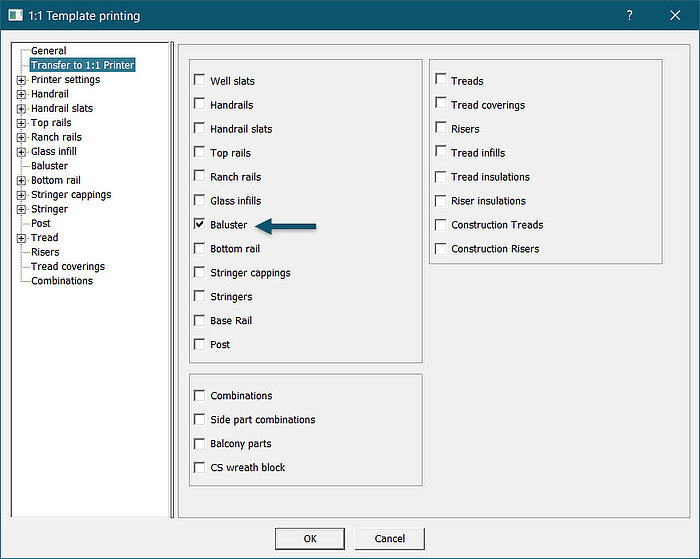 It is now possible to export balusters as a 1:1 template. 