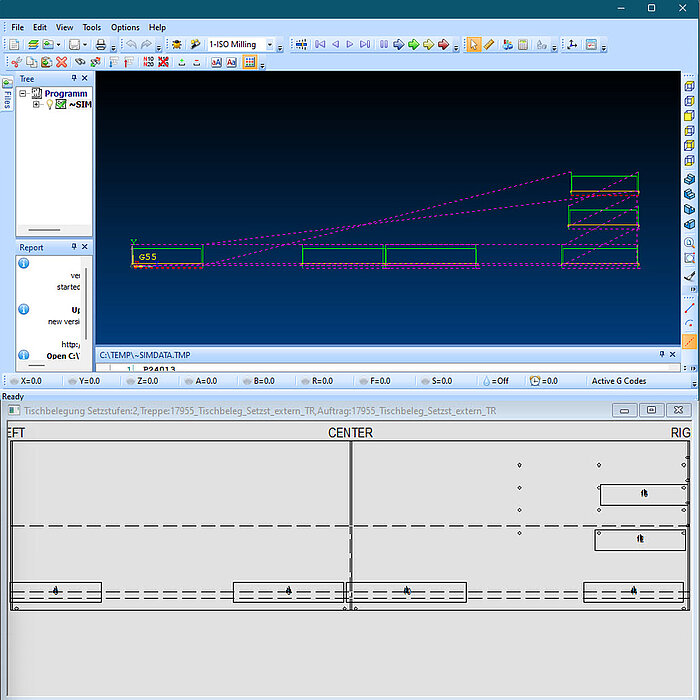 Tischbelegung mit Stufen aus externen Treppen in Compass Software