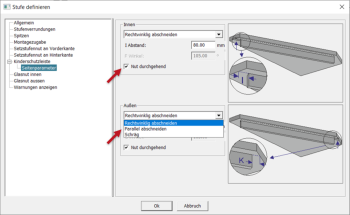 In Compass Software können Kinderschutzleisten für externe Treppen erstellt werden.