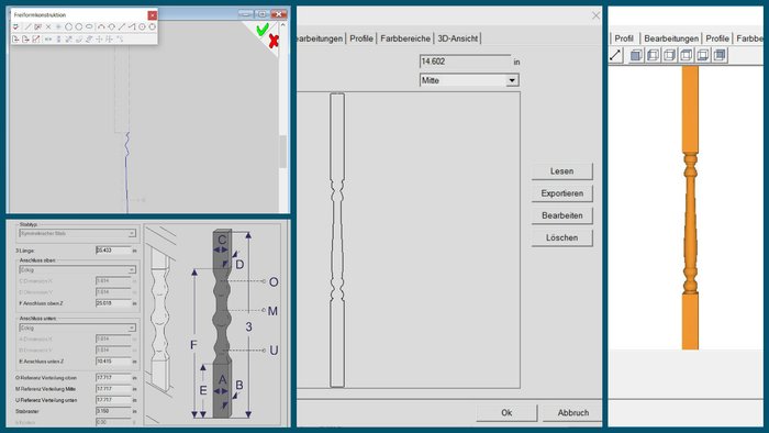 ​Mit Compass Software lassen sich die Stabtypen verschiedener Hersteller via DXF Dateien importieren oder individuell zeichnen. 