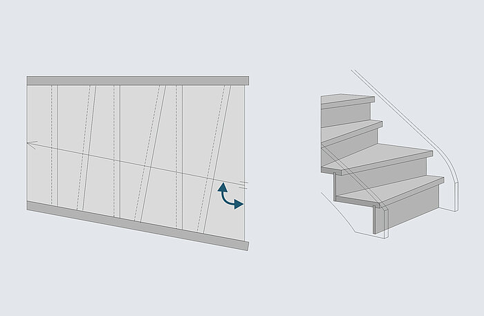 This serves as a design support function for straight space saver stairs with alternating slanted tread front edges.