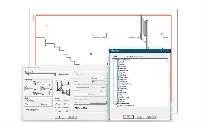 Viewing and measuring 3D cuts in the component form