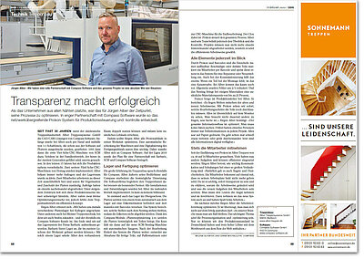 dds Magazin berichtet vom MES System bei Compass Software Kunde Alber Treppensysteme