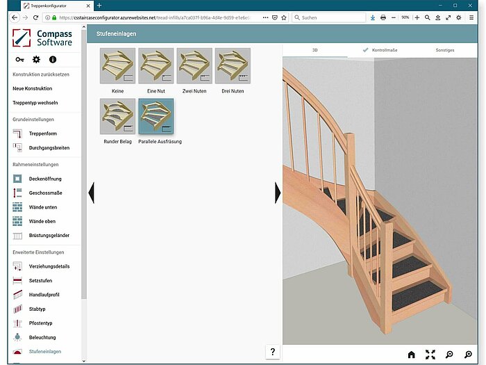 Die Bedienung des Treppenkonfigurators von Compass