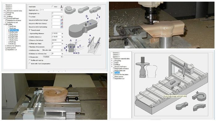 Die Bearbeitung der Handlaufteile (cappings, volutes, goosenecks, easings) ist jetzt vollständig in den aktuellen Compass Software CNC Prozessoren integriert.